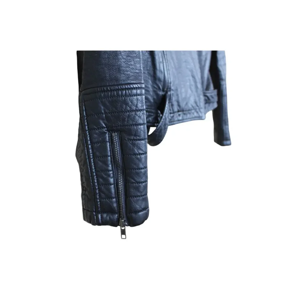 Cupcakes and Cashmere‎ Black Faux Leather Casual Moto Jacket Size M